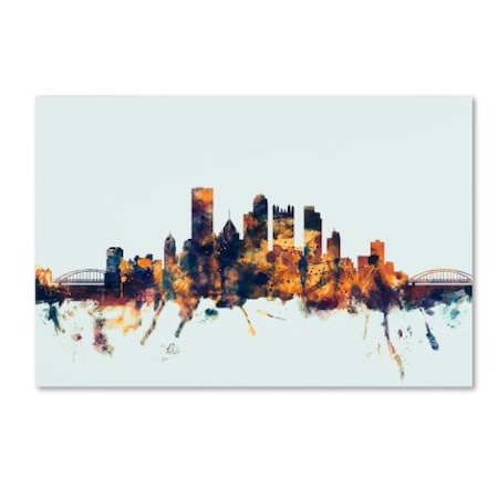 Trademark Fine Art Michael Tompsett 'Pittsburgh PA Skyline Blue' Canvas Art, 12x19 MT1107-C1219GG